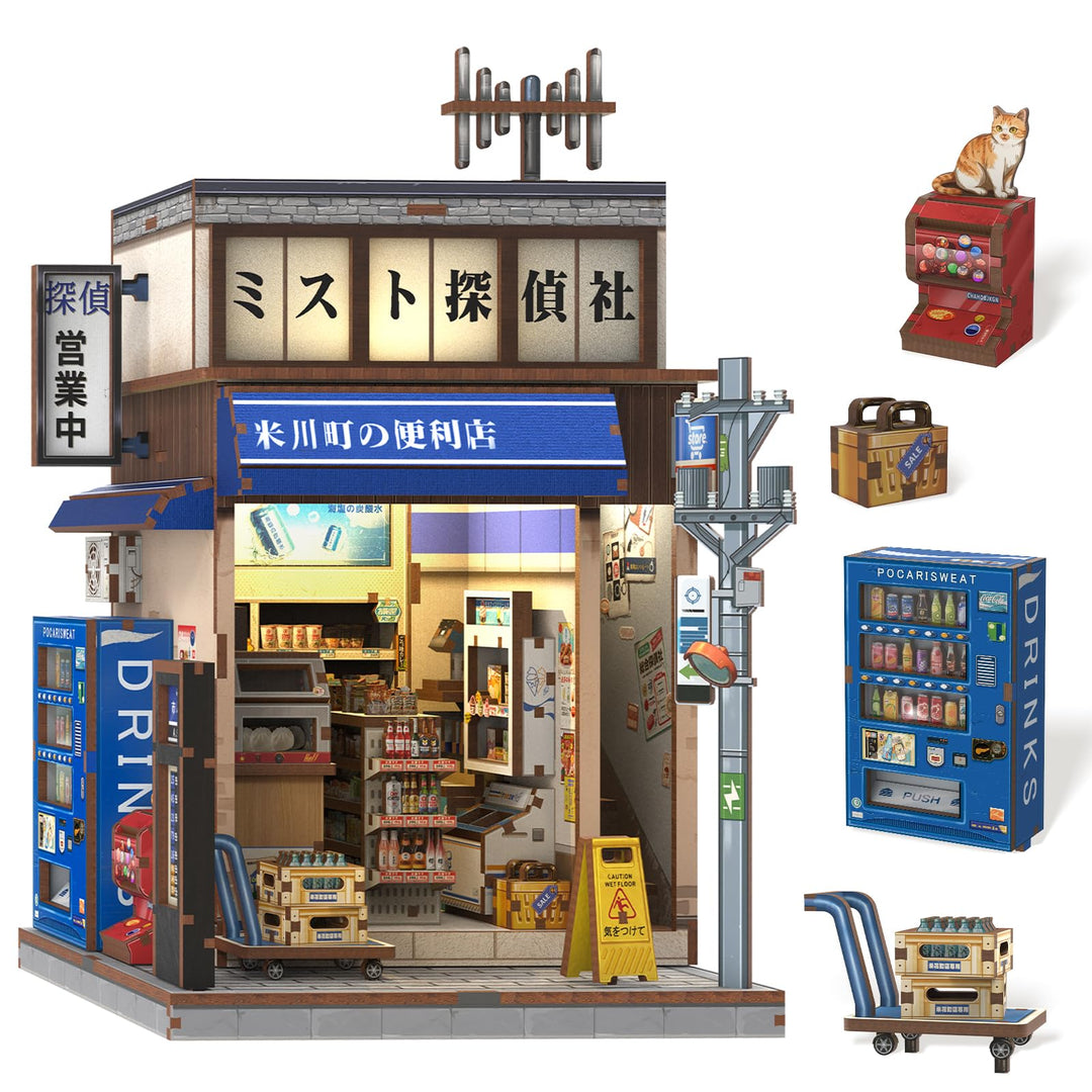 CUTEBEE Book Nook Kit - Puppenhaus Im Japanischen Stil, DIY Holz Miniaturhaus Für Erwachsene, Wohn U