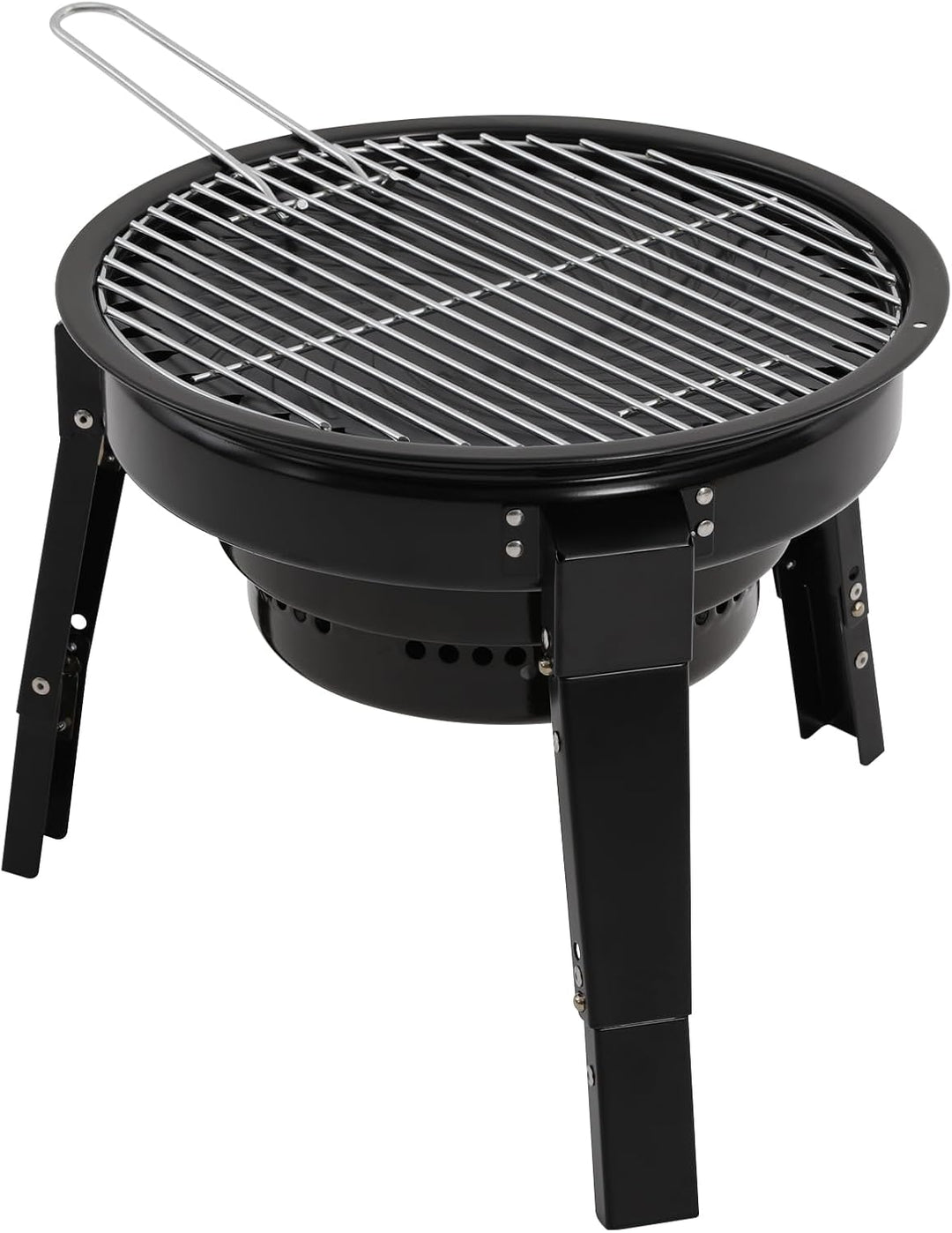 Holzkohlegrill, Grill Kohlegrill, BBQ Grill mit Grillpfanne & Holzkohle-Netz, Tragbar, Zerlegbar, fü