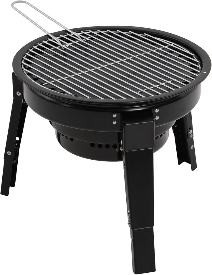 Holzkohlegrill, Grill Kohlegrill, BBQ Grill mit Grillpfanne & Holzkohle-Netz, Tragbar, Zerlegbar, fü