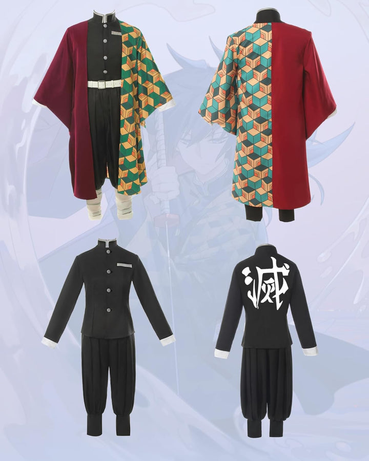 FCCAM Agatsuma Zenitsu Cosplay Kimono Vollständiger Satz Anime Zenitsu Cosplay Kostüm Erwachsene Rot