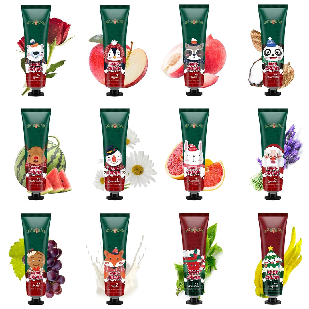 Handcreme Fusscreme Set, 12PCS Feuchtigkeitscreme Pflegecreme für Trockene Rissige Hände Füsse, Gesc