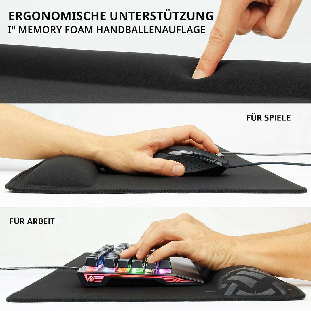 ENHANCE Extra Grosses Gaming Mousepad mit Handauflage (80,01 x 35 x 2.54 Zentimeter) - Tastatur Hand