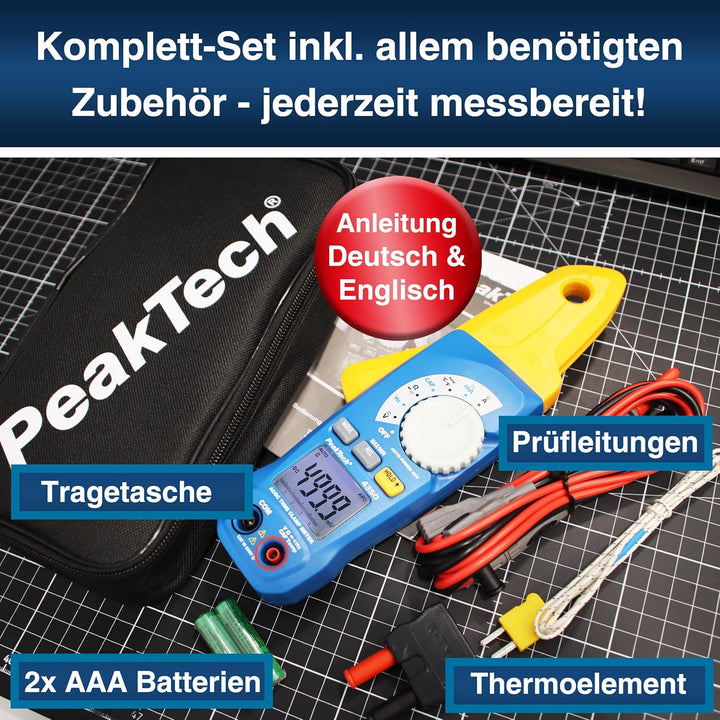 PeakTech 4350 – True RMS Stromzange 80A AC/DC, Digital Multimeter, Zangenmessgerät, Strommesszange,