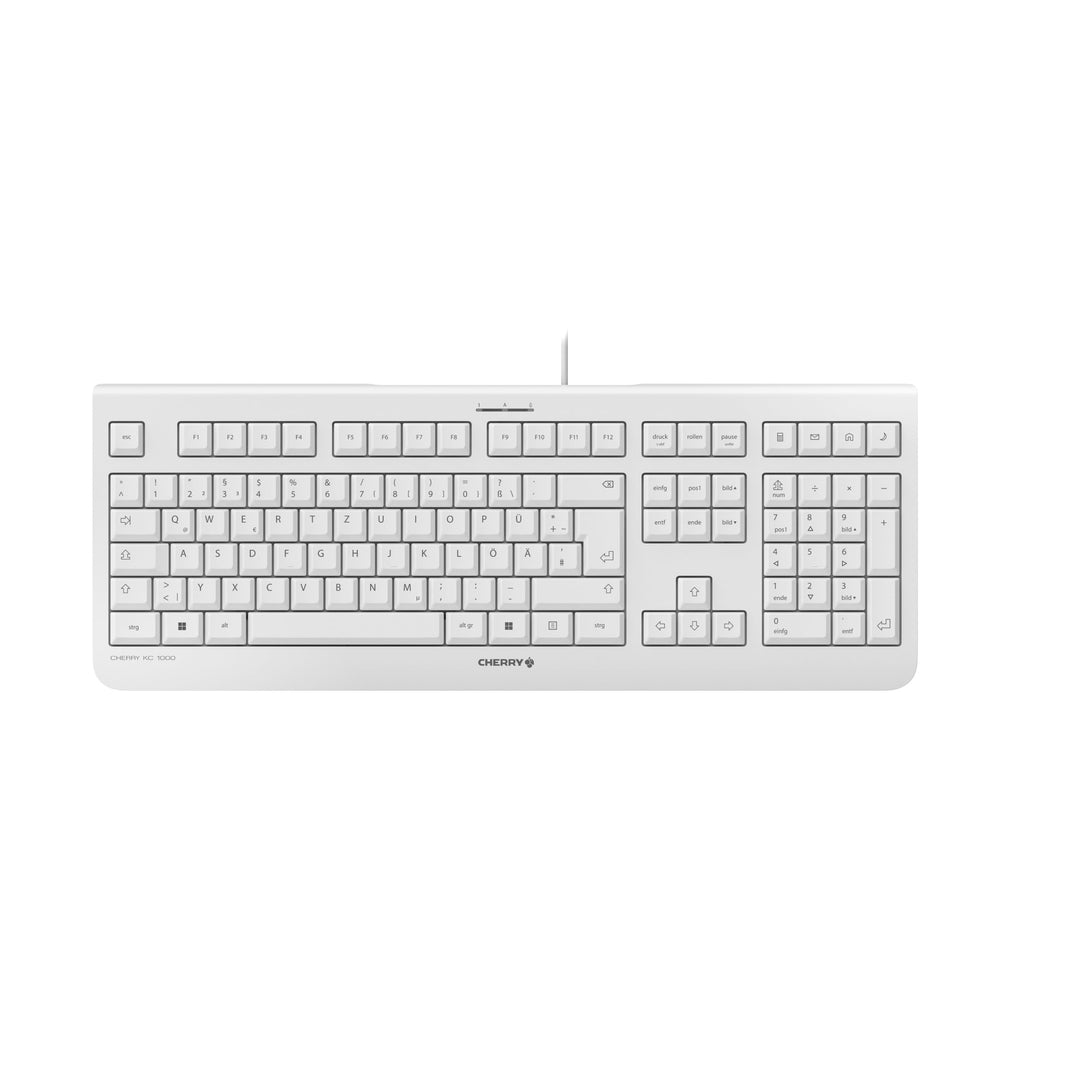 CHERRY KC 1000 - USB Tastatur - Flaches Design - Kabelgebunden - „der Blaue Engel“ - GS-Zulassung -