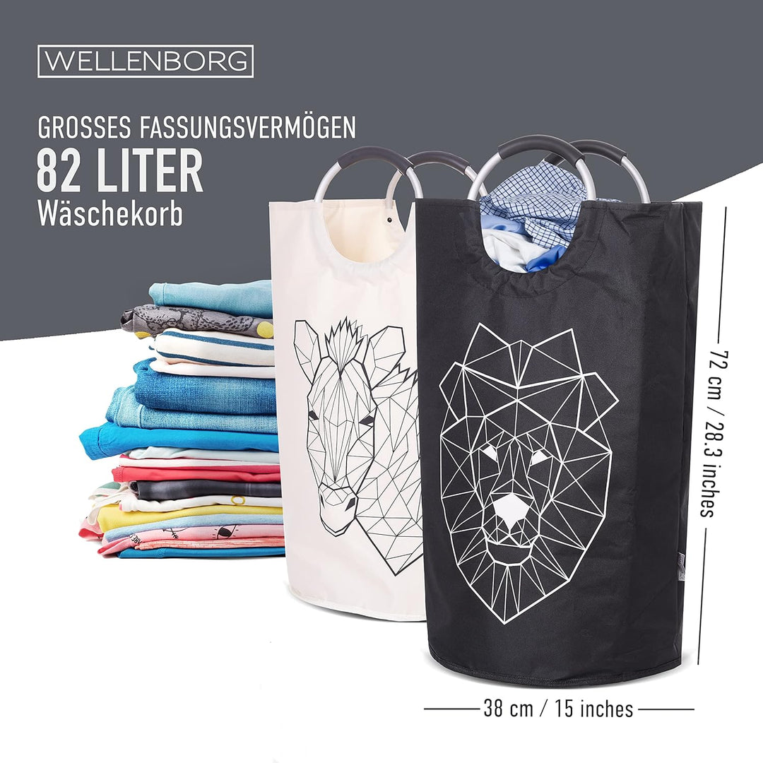 WELLENBORG® 2er Set Faltbarer Wäschekorb faltbar gross - Dunkler Wäschesammler wasserdicht Wäschesac