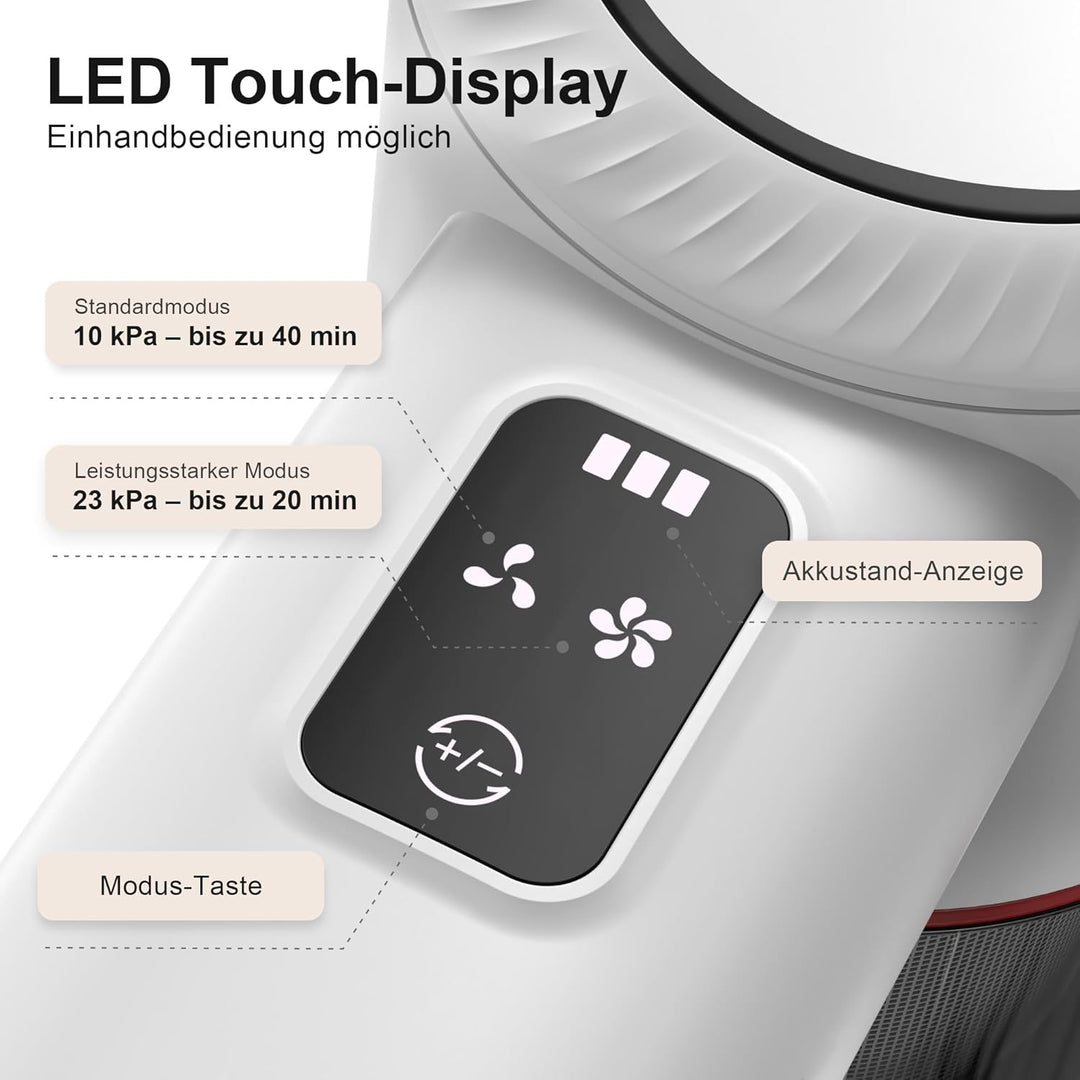 Akku Staubsauger Kabellos Vacuum Cleaner - Kabelloser Akkustaubsauger mit Led-Display Cordless Akkus