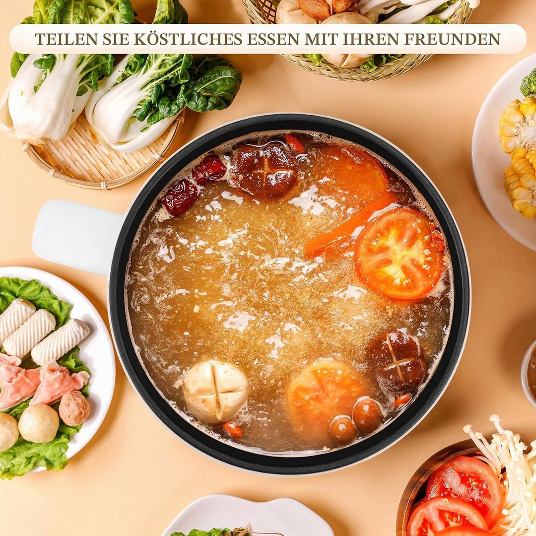 Vocha Elektrischer Hot Pot mit Warmhaltefunktion, 1.6L Antihaft-Elektrische Pfanne, Tragbarer Reisek