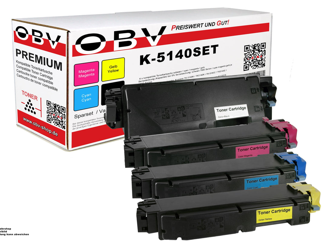 OBV 4X kompatibler Toner als Ersatz für Kyocera TK-5140 K/C/M/Y für Ecosys M6530cdn P6130cdn M6030cd