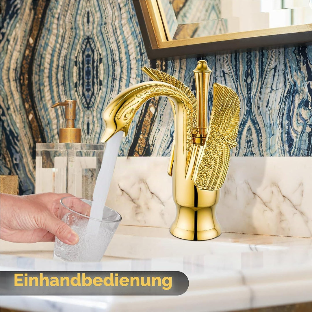 Waschbeckenarmatur, Schwanenform, Einhandgriff, Einloch, Waschtischmischer, Deckmontage, Vogelarmatu