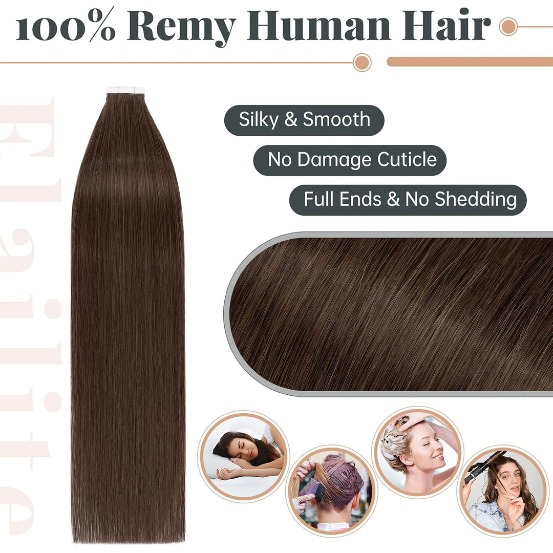 Elailite Tape in Extensions Echthaar, 20pcs(1g/pcs) Haarverlängerung Haarteil Real Human Haar Kleber