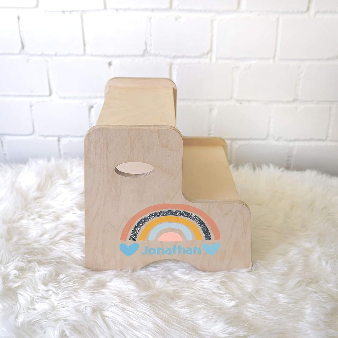 Holzura Tritthocker Kinder, Hocker aus Holz für Bad und Küche, Holzhocker personalisierter Toiletten