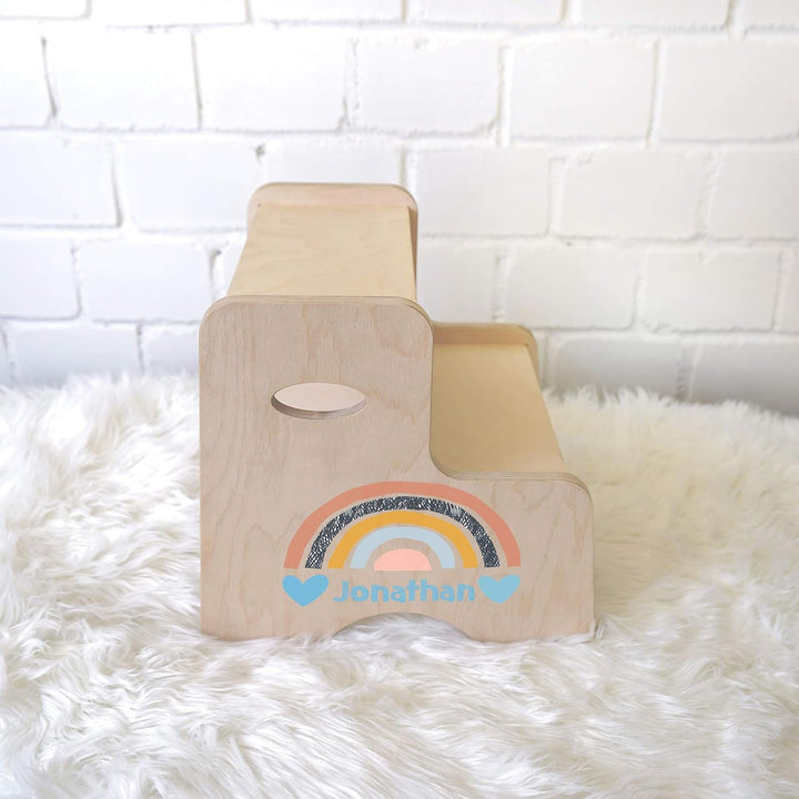 Holzura Tritthocker Kinder, Hocker aus Holz für Bad und Küche, Holzhocker personalisierter Toiletten