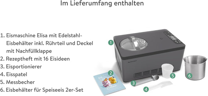 SPRINGLANE Eismaschine & Joghurtbereiter Elisa 2,0 L mit selbstkühlendem Kompressor 220 W, aus Edels