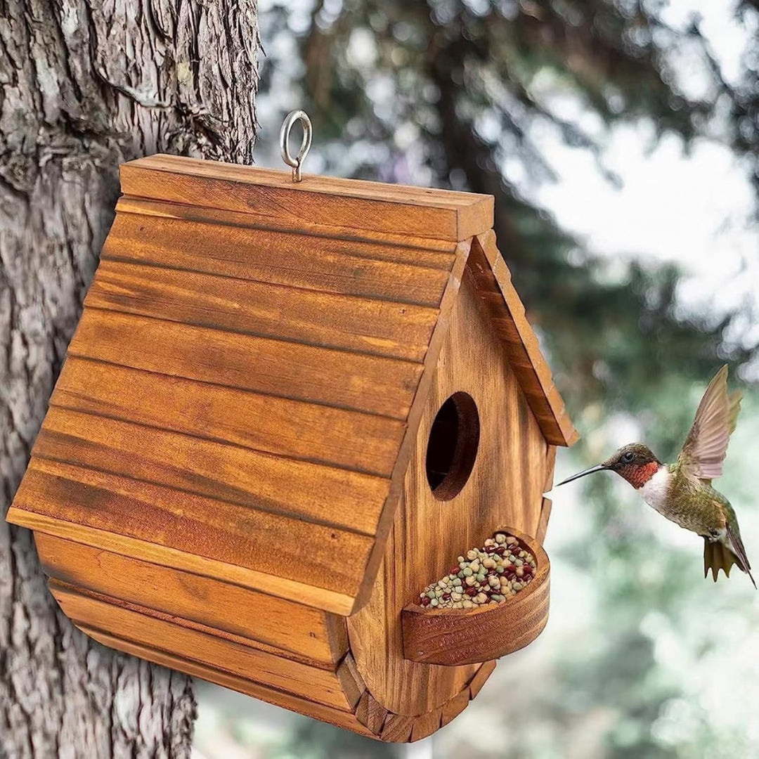 Nistkasten für Wildvögel, Gartenvögel mit sicherem Schutz gegen Nesträuber, Aufhängen Kiefernholz Vo
