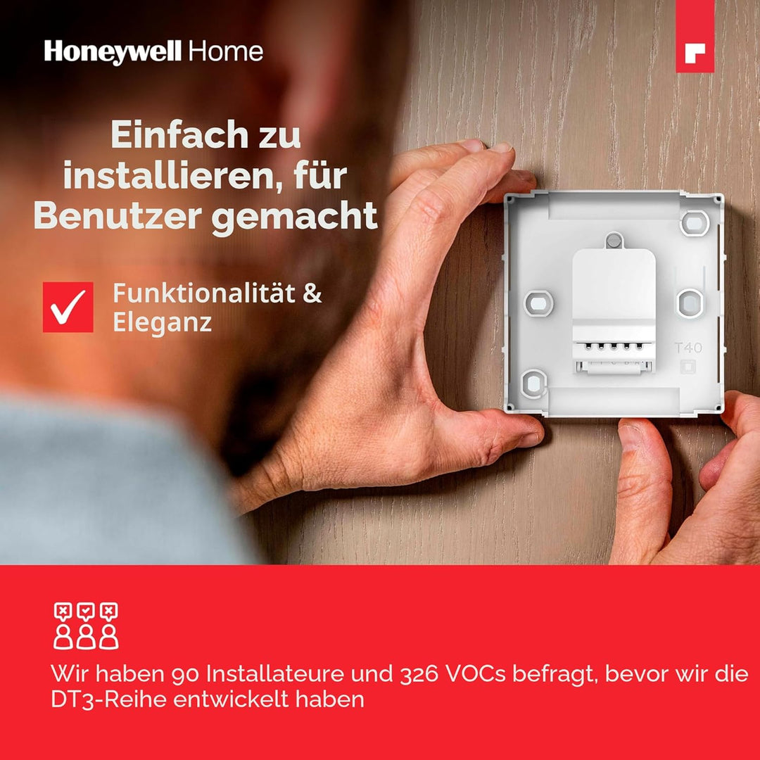 Honeywell Home DT3R Raumthermostat ohne Kabel EIN/Aus, weiss Drahtlos | Premium Kabellos Weiss, Drah
