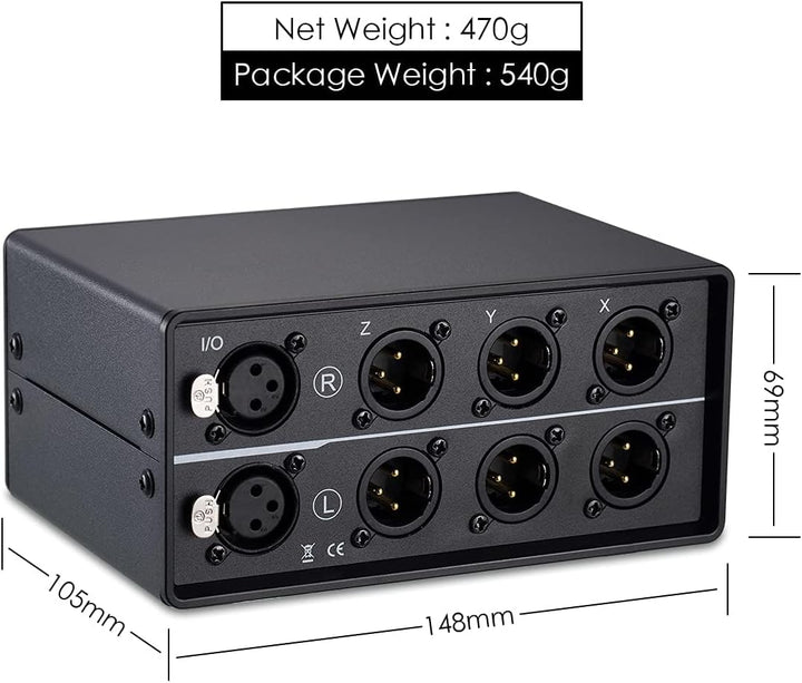 Nobsound 1-IN-3-OUT XLR Audio Switcher Selector, Balanced Audio Converter, 3-Way Stereo Passiv Audio