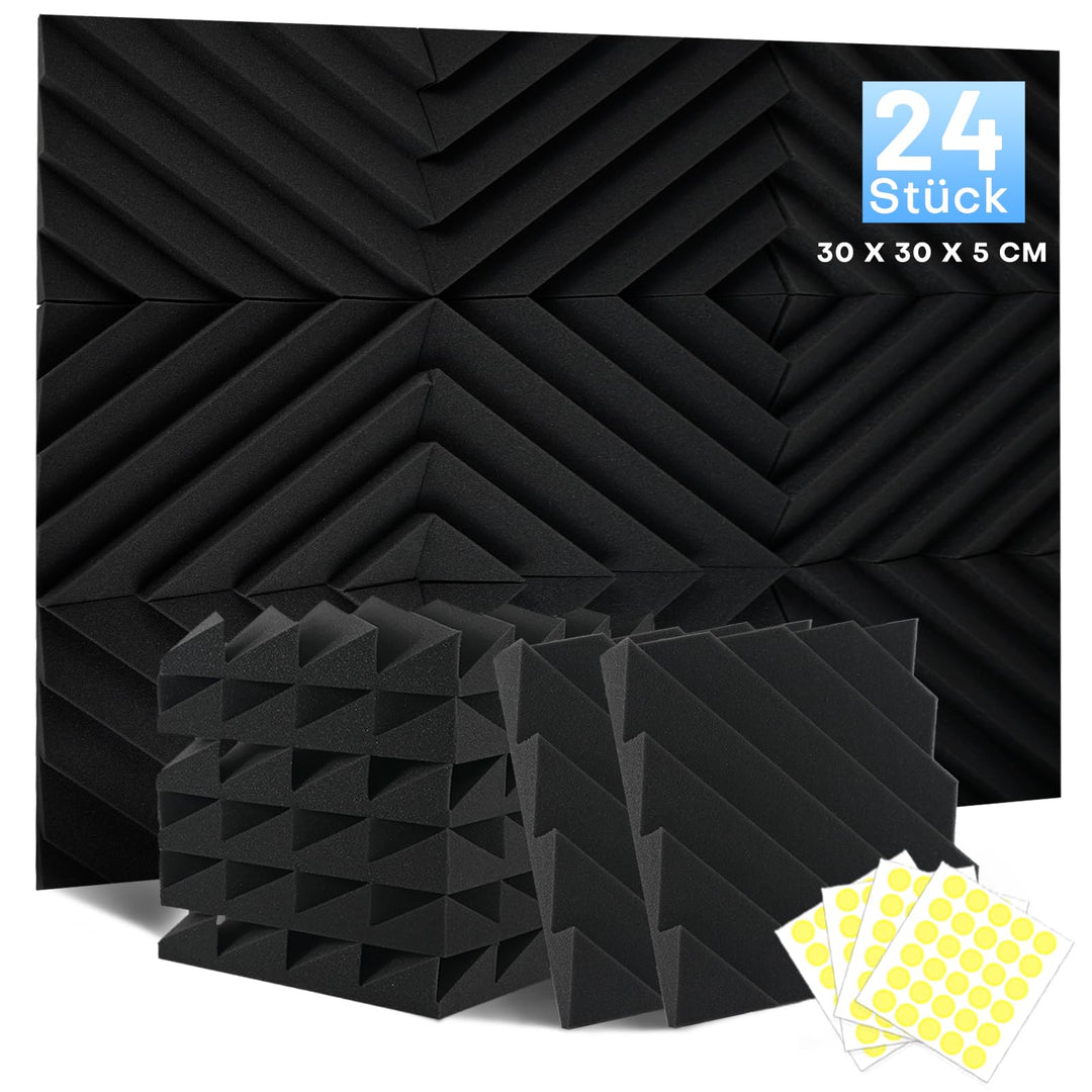24 Stück Akustikschaumstoff Schalldämmung, 5 X 30 X 30CM Achallschutzplatten Akustikpaneele, Schalls