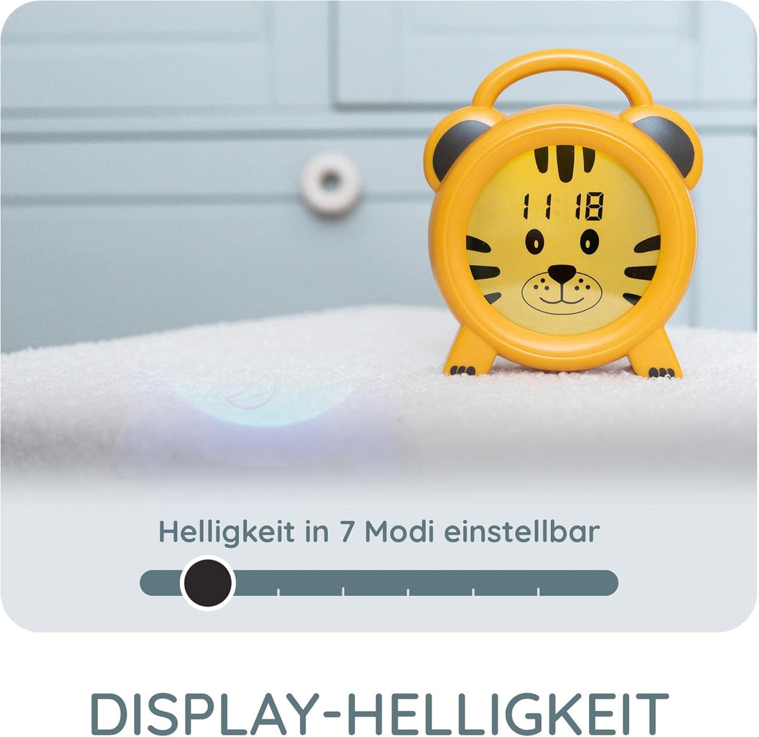 Alecto BC100TIGER - Pädagogischer Wecker Kinder - Schlaftrainer & Nachtlicht Kinder - Lernen von Sch