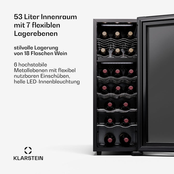 Klarstein Freistehender Weinkühlschrank 2 Zonen, Getränkekühlschrank Klein, Kleiner Weinschrank, Wei
