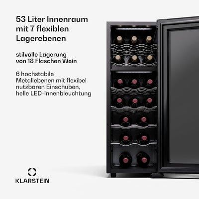 Klarstein Freistehender Weinkühlschrank 2 Zonen, Getränkekühlschrank Klein, Kleiner Weinschrank, Wei