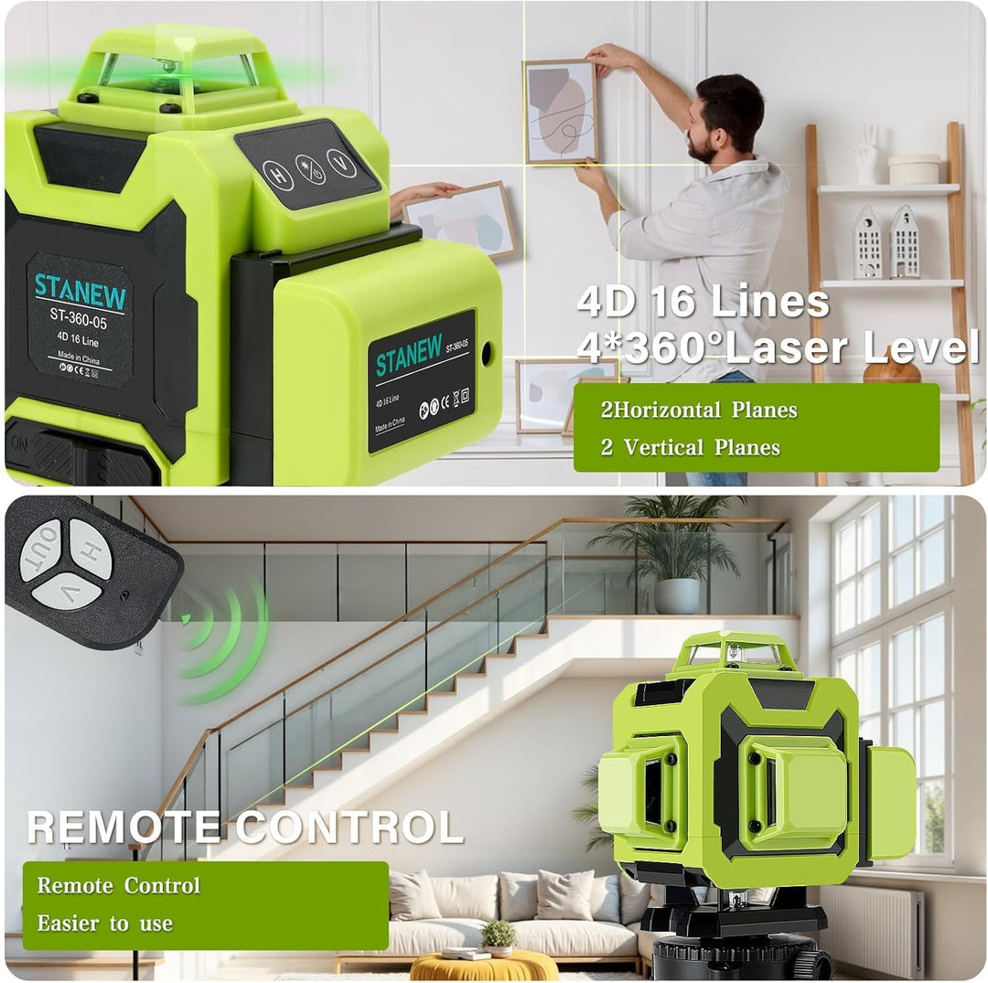 Stand laserlevel 360 °x 4,láser de 16 líneas lazer level 4d, medidor automático de nivel, soporte gi
