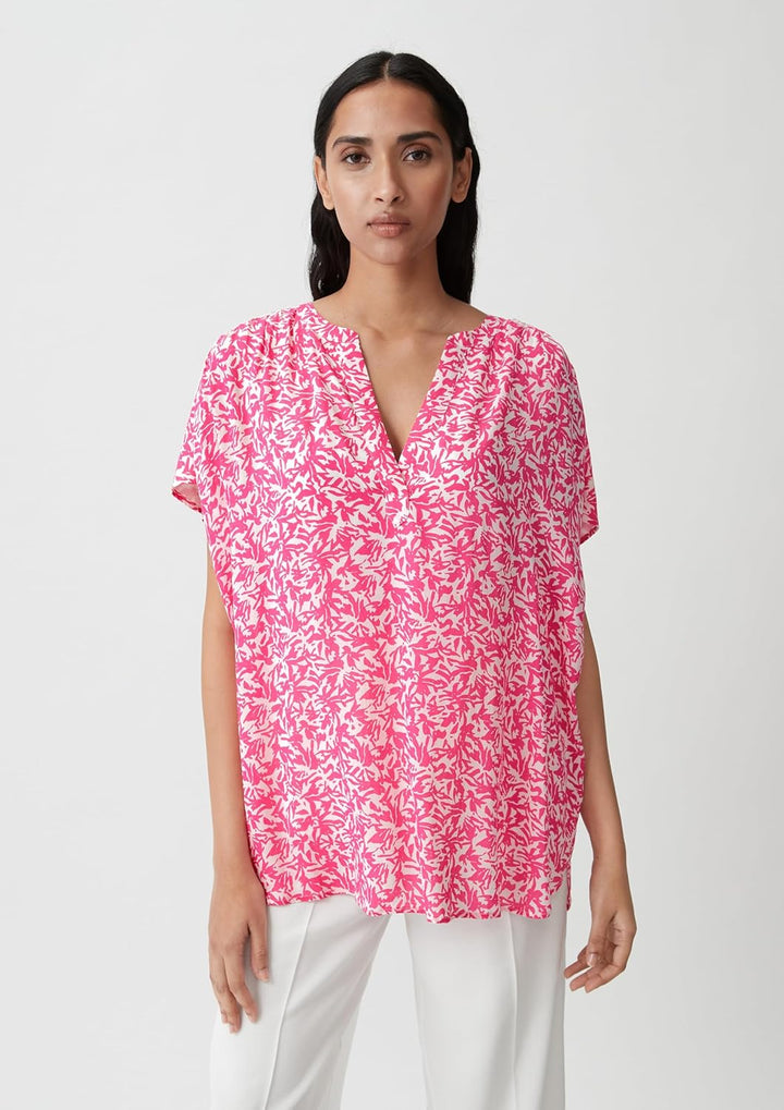 Comma Viskosebluse mit Raffung XS 01b4_weiss, XS 01b4_weiß