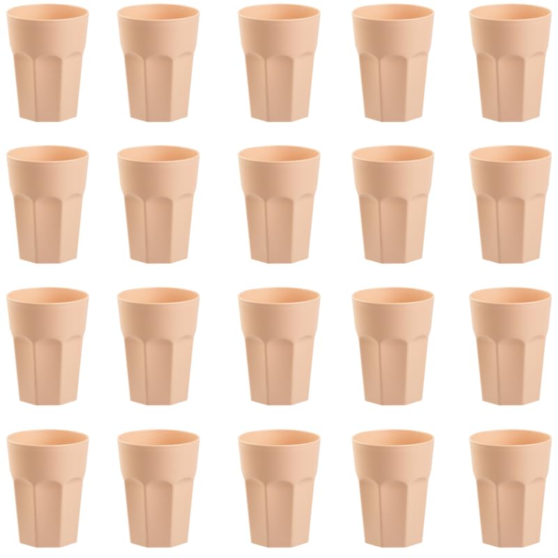 ENGELLAND - 20 x Plastikbecher, Trinkbecher, Apricot, Pastellfarben, 400 ml, Eichstrich, bruchfest,