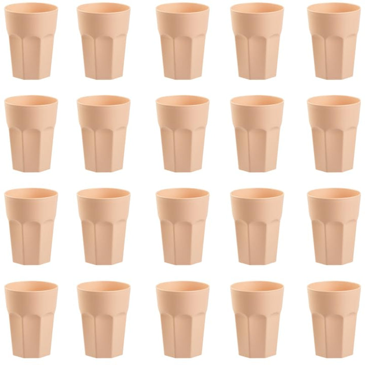 ENGELLAND - 20 x Plastikbecher, Trinkbecher, Apricot, Pastellfarben, 400 ml, Eichstrich, bruchfest,