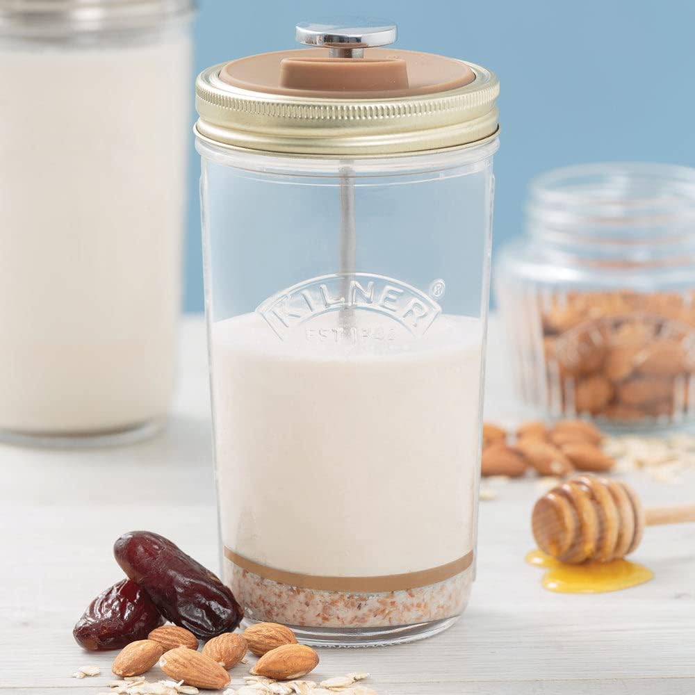 Kilner Nussmilch/Mandelmilch-Herstellungset-Set, 2 Gläser mit Zubehör und Deckel, 0,5 l