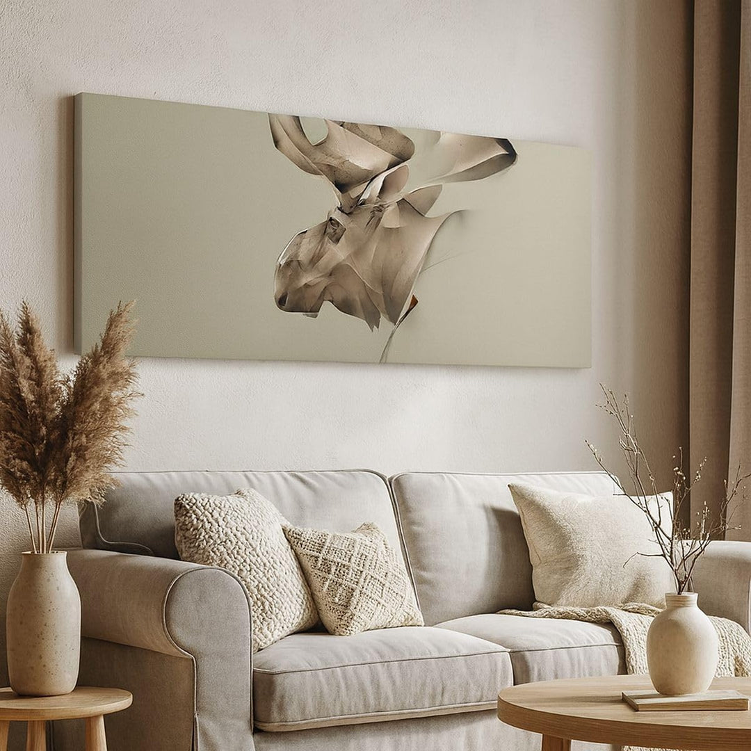 Panorama Bilder auf Leinwand 100x40cm Leinwandbild Elch Abstraktion Gross Wanddeko Bild Schlafzimmer