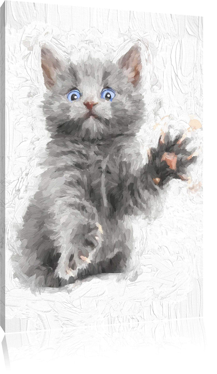 Babykatze Pinsel Effekt, Format: 100x70 auf Leinwand, XXL riesige Bilder fertig gerahmt mit Keilrahm