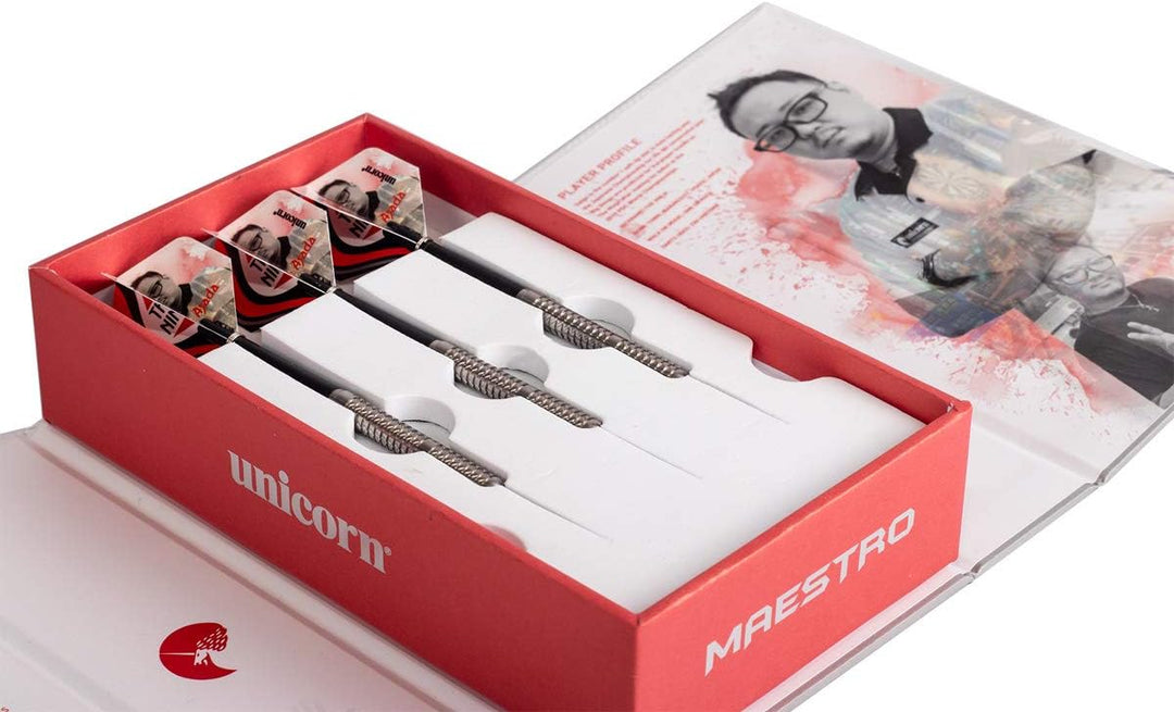 Unicorn Seigo Asada-Maestro 90% Tungsten Natural Dartpfeile mit Stahlspitze 25 g rot / schwarz, 25 g