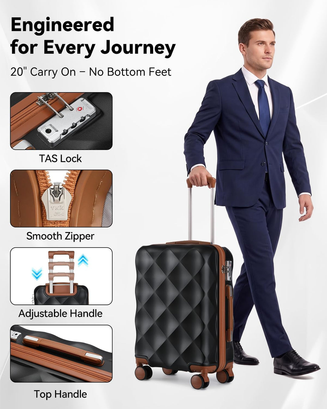 Sea choice Hardschalen Trolley Koffer Set 5tlg. Zwillingsrollen Reisekoffer Enthält 1 Reisetasche un