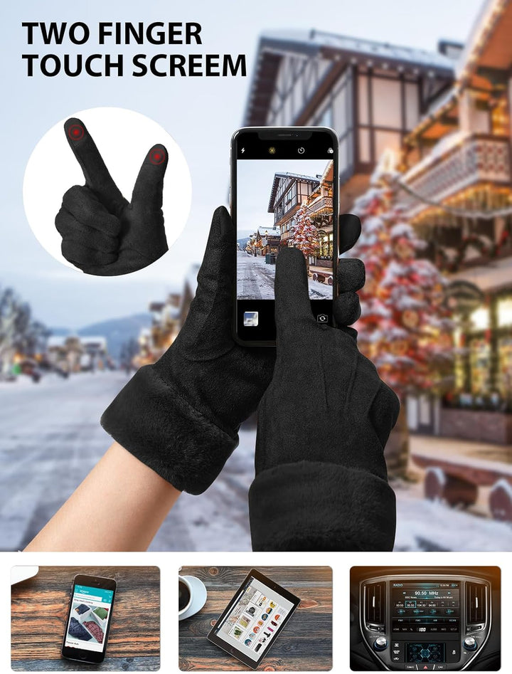 vislivin Handschuhe Damen Winter Warm Handschuhe Touchscreen Handschuh mit Gefütterte Schwarz L, Sch