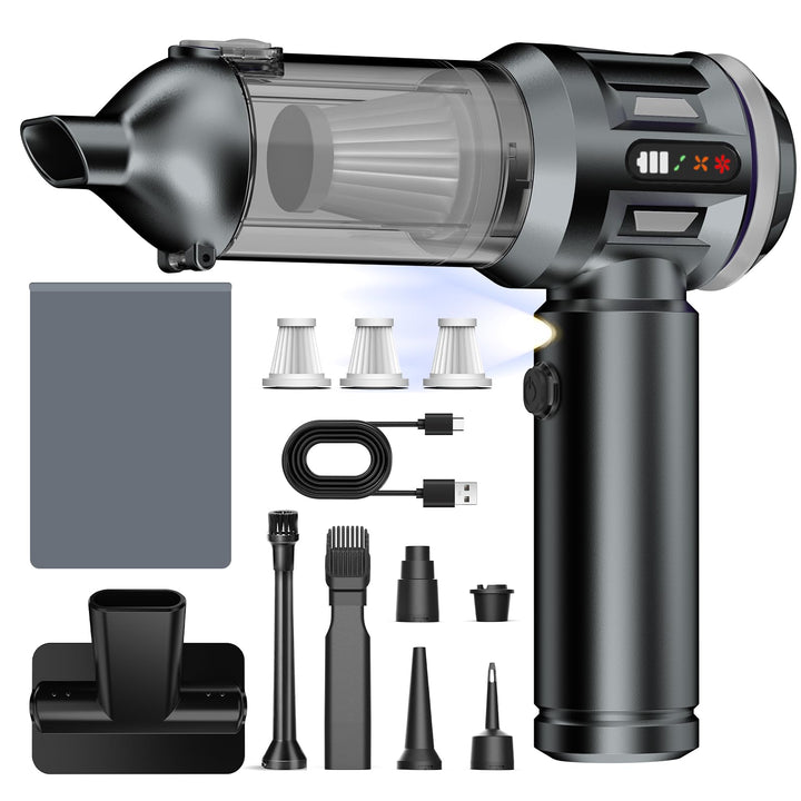 Handstaubsauger, 26000 Pa 4-In-1 Mini Staubsauger Akku Kabellos mit Digitalanzeige 1-Knopf-Selbstent