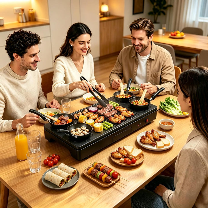 LIFEZEAL 2-in-1-Grillplatte, elektrisch, Raclette-Grill für Familie &amp; Gruppen