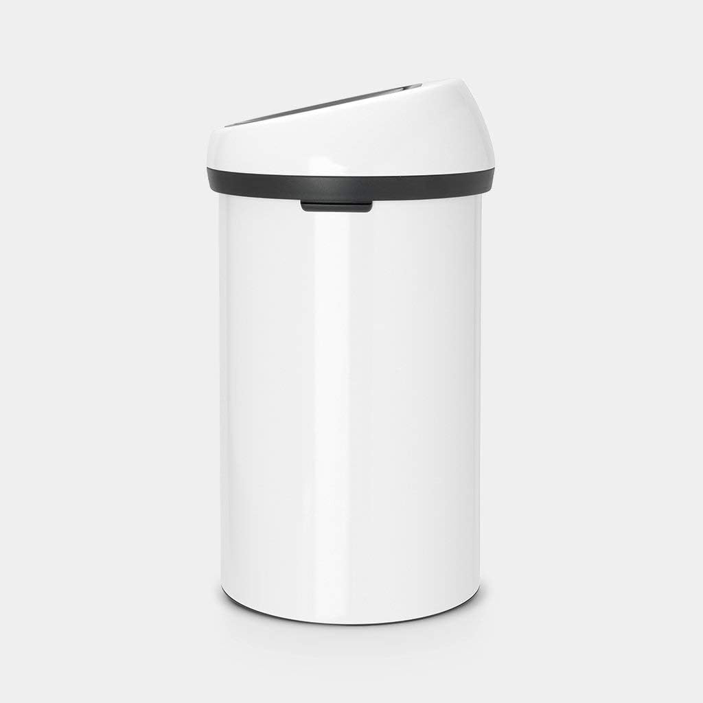 Brabantia 108686 Abfalleimer Touch Bin 60 L mit Deckel in weiss/grau, Plastik, Weiss, 58 x 28 x 28 c