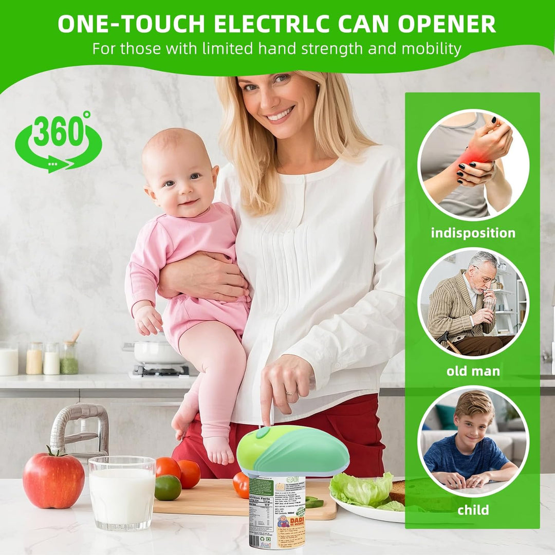 Kwaiffeo Elektrischer Dosenöffner Senioren Küchenhelfer: One Touch Dosenöffner Ohne Scharfe Kanten L
