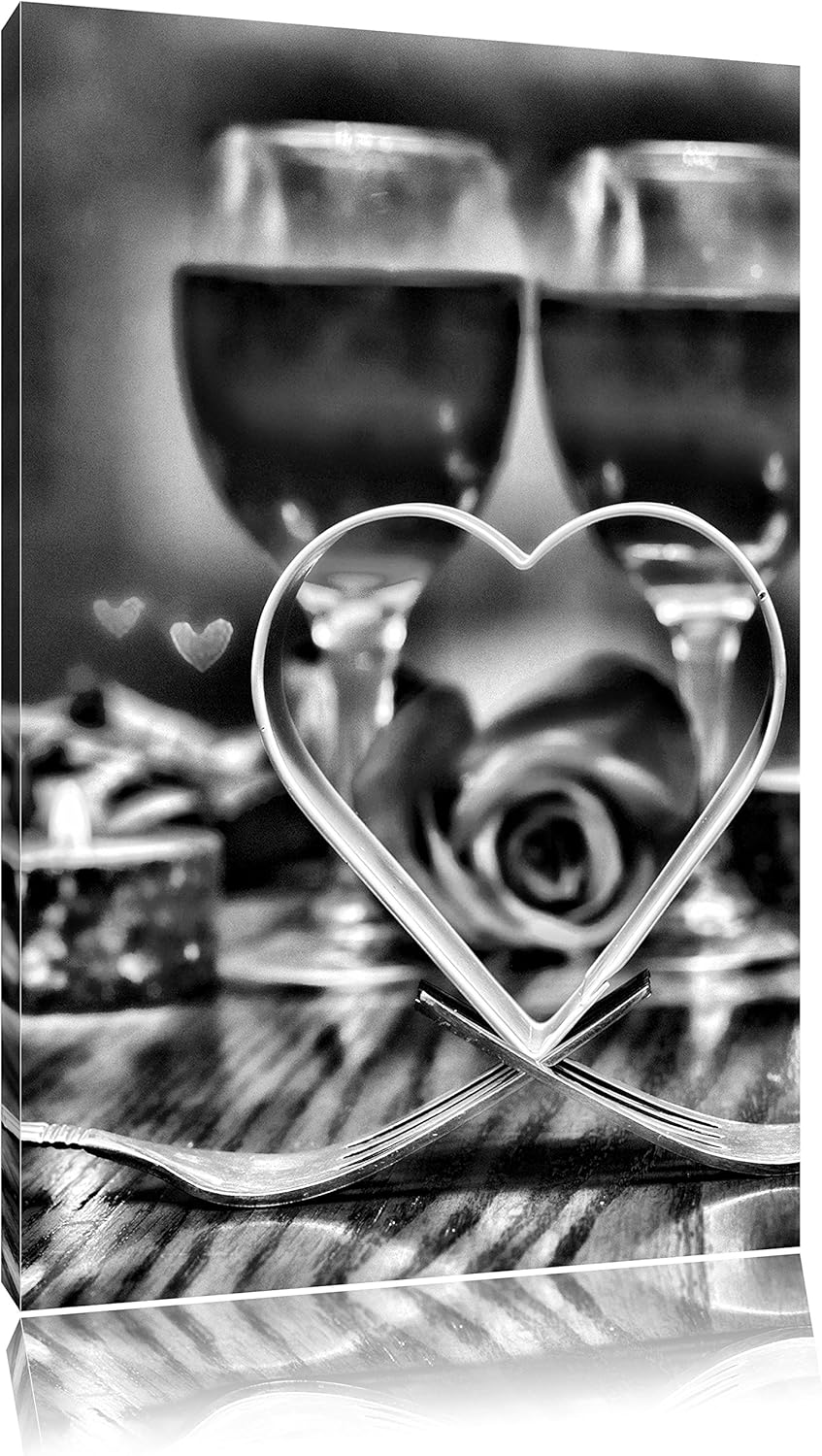 Pixxprint Candle Light Dinner / 100x70cm Leinwandbild bespannt auf Holzrahmen/Wandbild Kunstdruck De