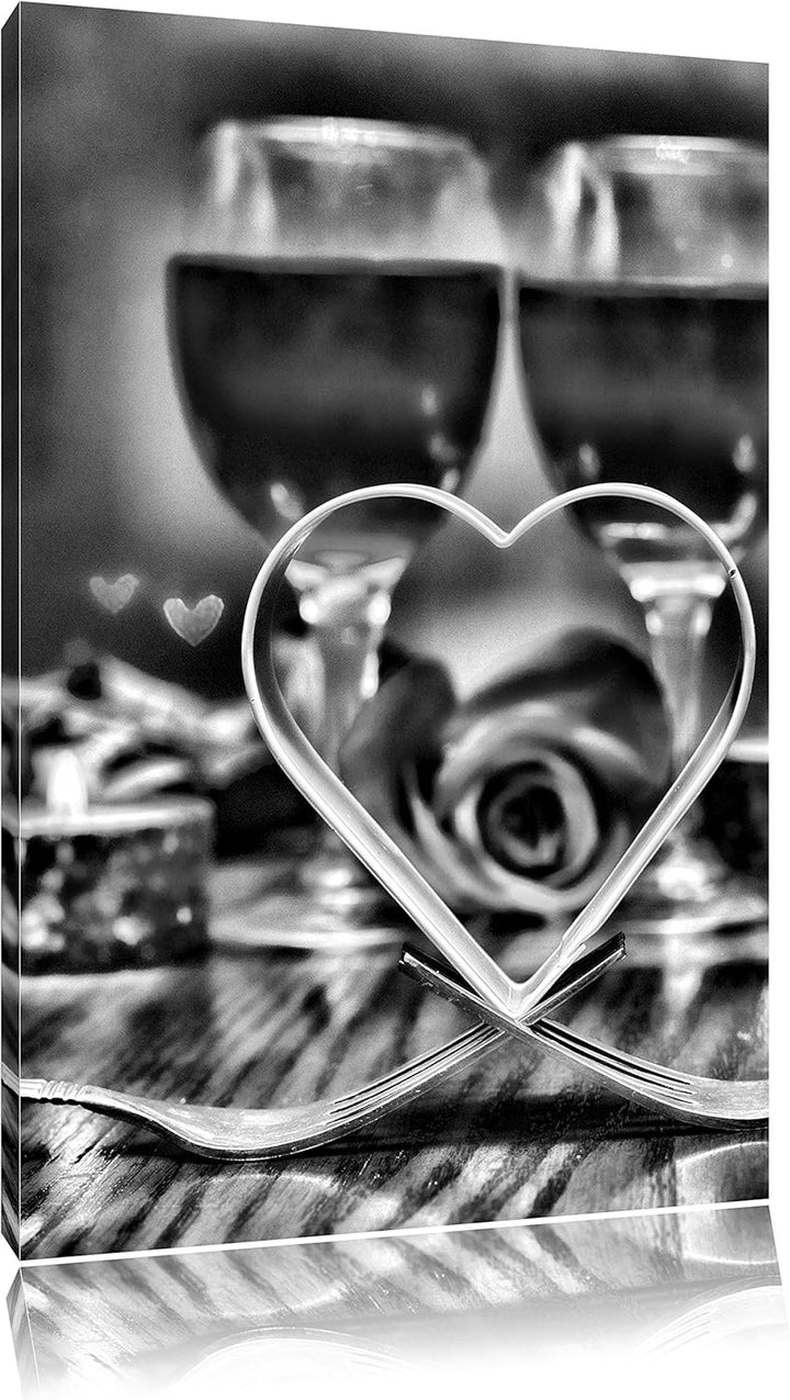 Pixxprint Candle Light Dinner / 100x70cm Leinwandbild bespannt auf Holzrahmen/Wandbild Kunstdruck De