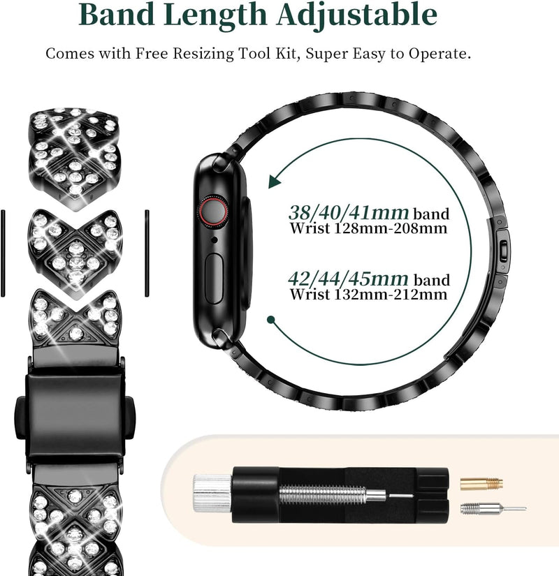 wutwuk Apple Watch Armband 42mm Glitzer Kompatibel mit Apple Watch 3 Armband 42mm mit Schutzhülle Sc