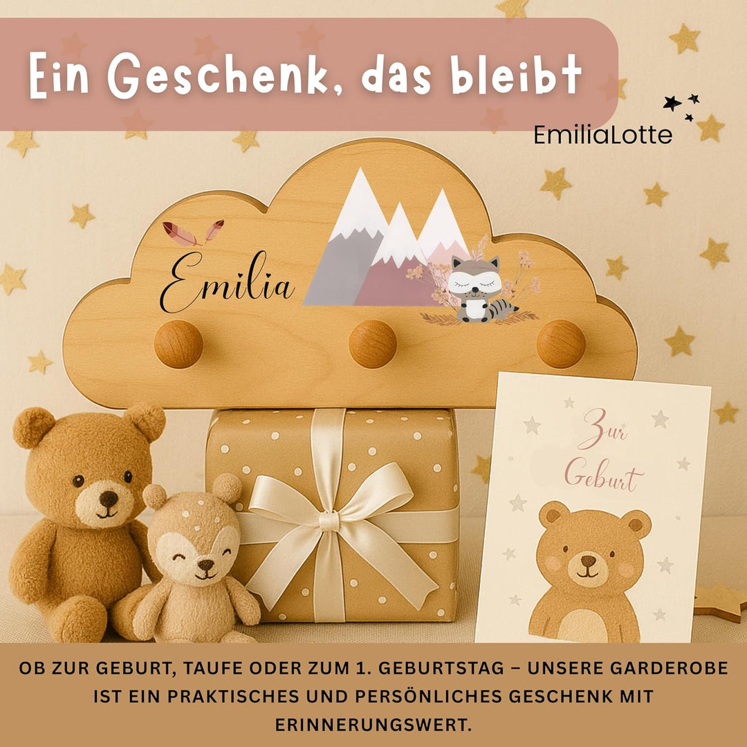 EmiliaLotte Kindergarderobe Personalisiert mit Wunschname I Garderobe Kinder aus Holz - Verschiedene