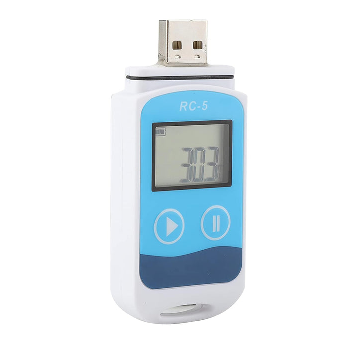 FTVOGUE Tragbarer Temperatur-Datenlogger Mini Temp Recorder Anzeige LCD Display 32000 Punkte U Disk