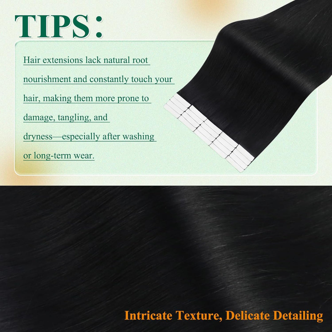 Easyouth Tape in Extension Echthaar Schwarz Tape in Haarverlangerung Remy Tape in Haar Extensions Fa
