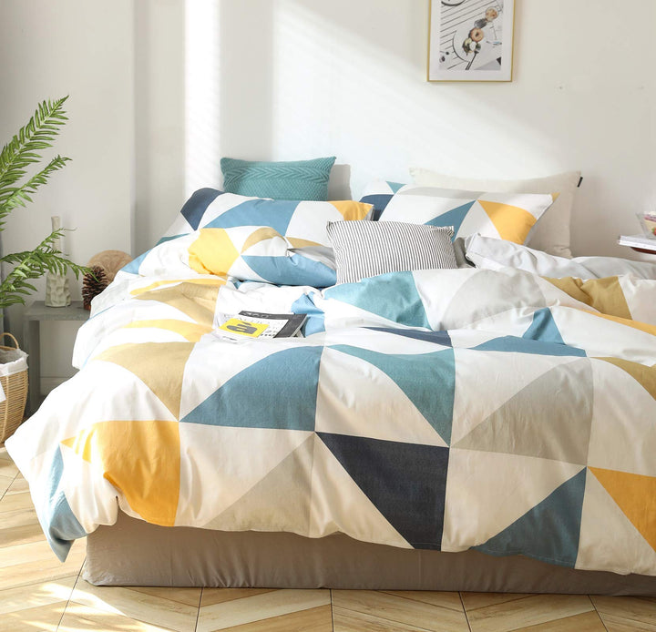GETIYA Luxus Bettwäsche 220x240 Baumwolle Damen Herren Geometrische Bettwäsche Kontrast Farbe Bettwä