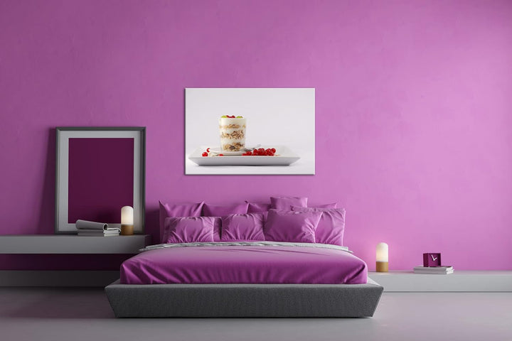 deyoli gesundes Müsli Frühstück im Format: 80x60 als Leinwandbild, Motiv fertig gerahmt auf Echtholz