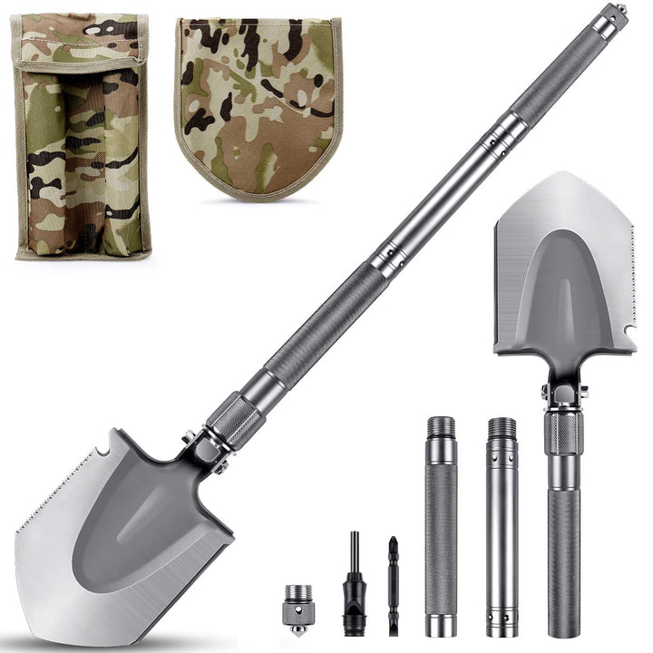 MOSFiATA Klappspaten 75cm Klappschaufel , 16 All-in-Function Survival Schaufel mit 2 Stück verstellb