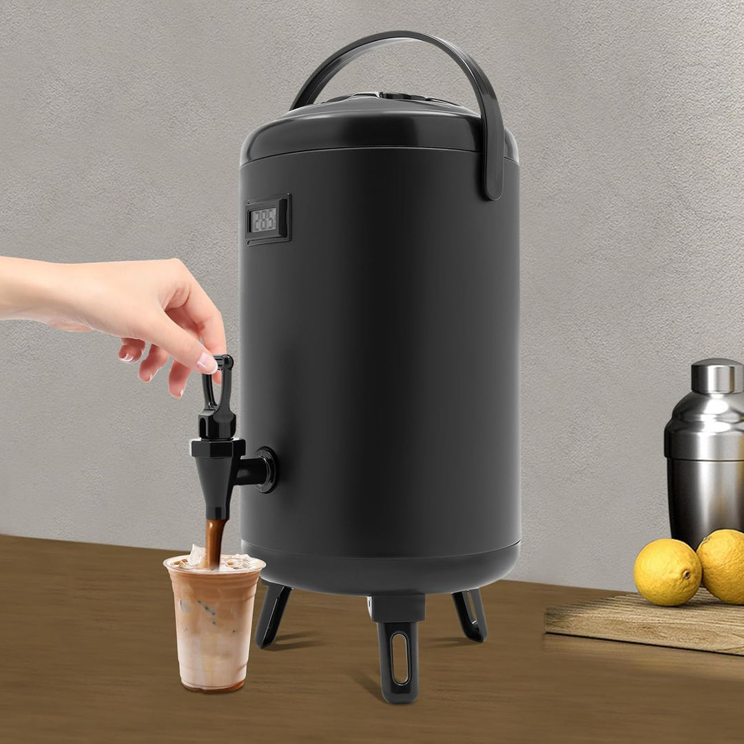 10L isolierter Edelstahl Getränkespender mit LED-Display,12h warm für Hotel | 10 Liter isolierter Ed