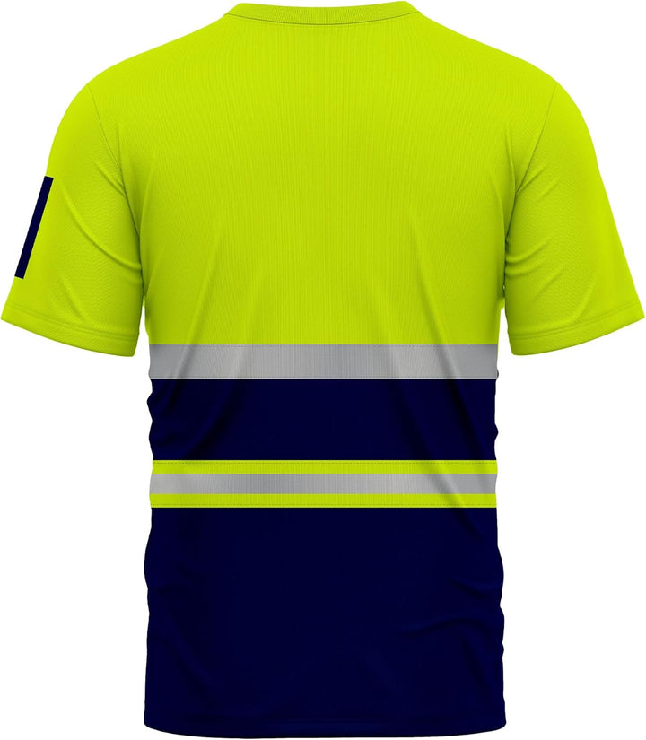 NOROZE Herren Hi-Viz T-Shirt Arbeitskleidung Reflektierendes Band Hohe Sichtbarkeit Sicherheitsmante