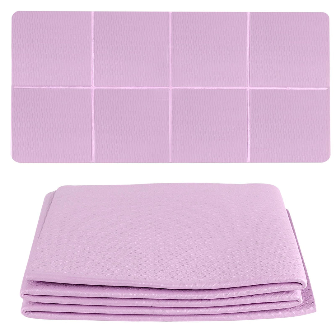 Faltbare Yogamatte, 183x60x0,6cm TPE Doppelseitig Rutschfest Trainingsmatte mit Tragetasche, Fitness